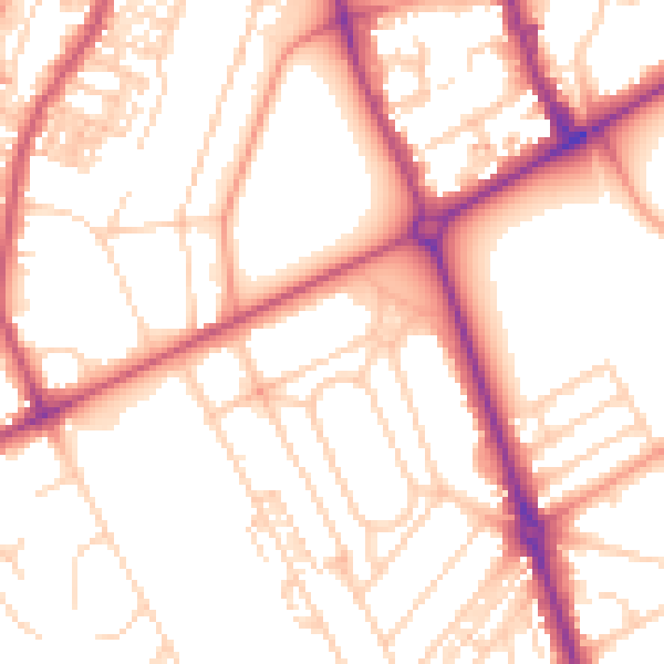Daytime road noise heatmap for HG2 9AZ