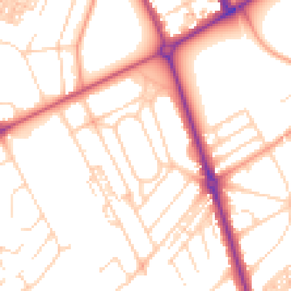 Daytime road noise heatmap for HG2 9BA