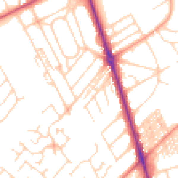 Daytime road noise heatmap for HG2 9BP