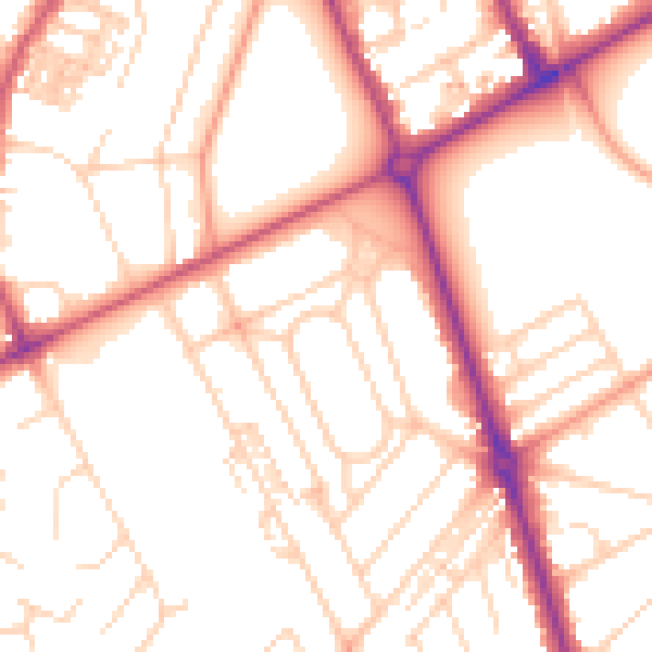 Daytime road noise heatmap for HG2 9BW