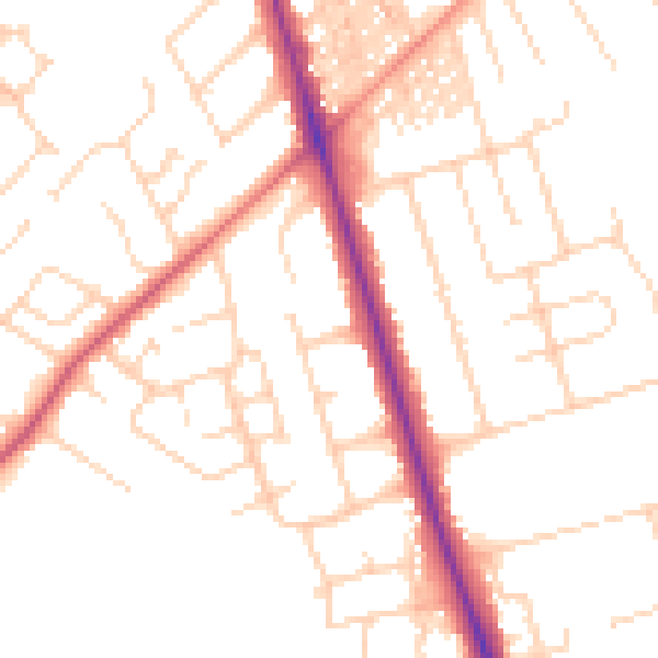 Daytime road noise heatmap for HG2 9HA