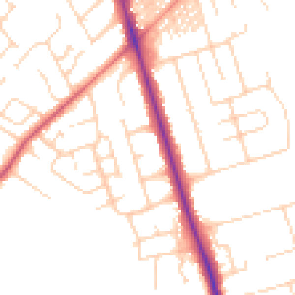 Daytime road noise heatmap for HG2 9HD