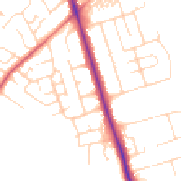 Daytime road noise heatmap for HG2 9HE