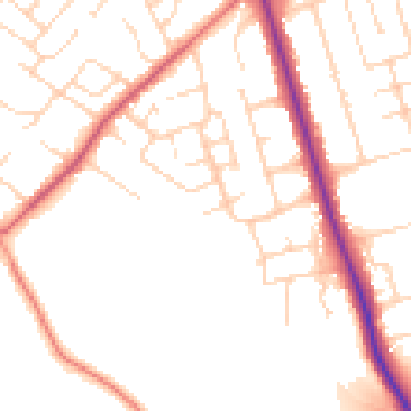 Daytime road noise heatmap for HG2 9HQ