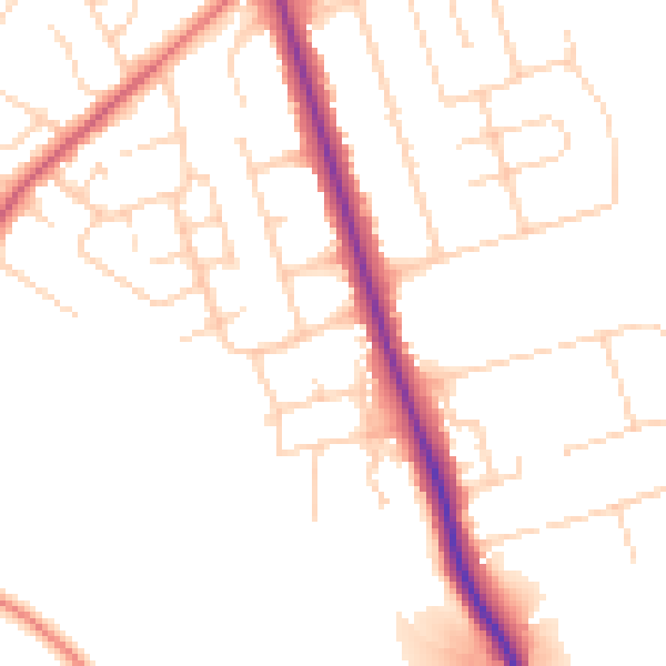 Daytime road noise heatmap for HG2 9HT