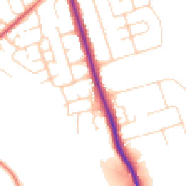 Daytime road noise heatmap for HG2 9JA