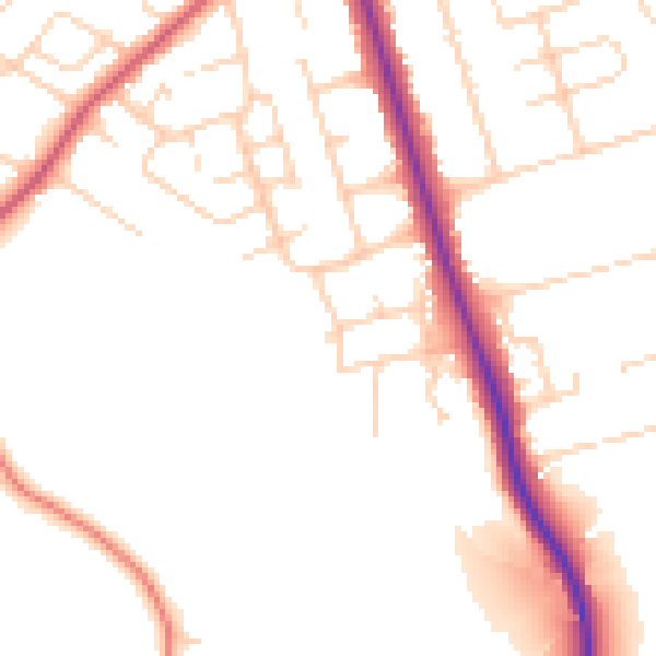 Daytime road noise heatmap for HG2 9JE