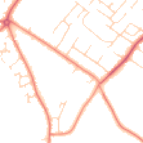 Daytime road noise heatmap for HG2 9LW