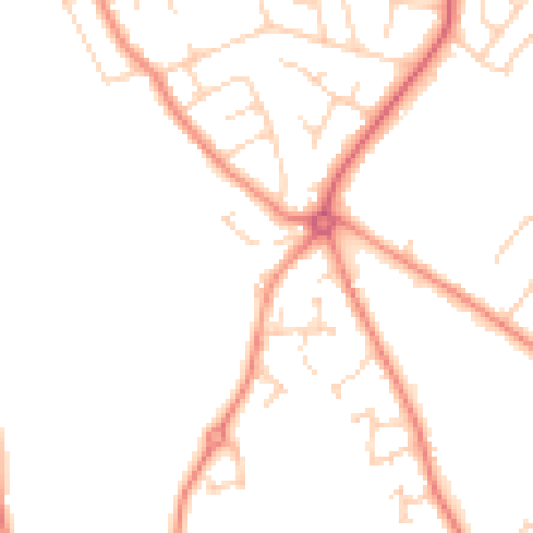 Daytime road noise heatmap for HG2 9LY