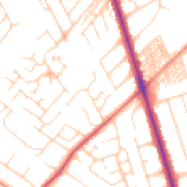 Daytime road noise heatmap for HG2 9NL