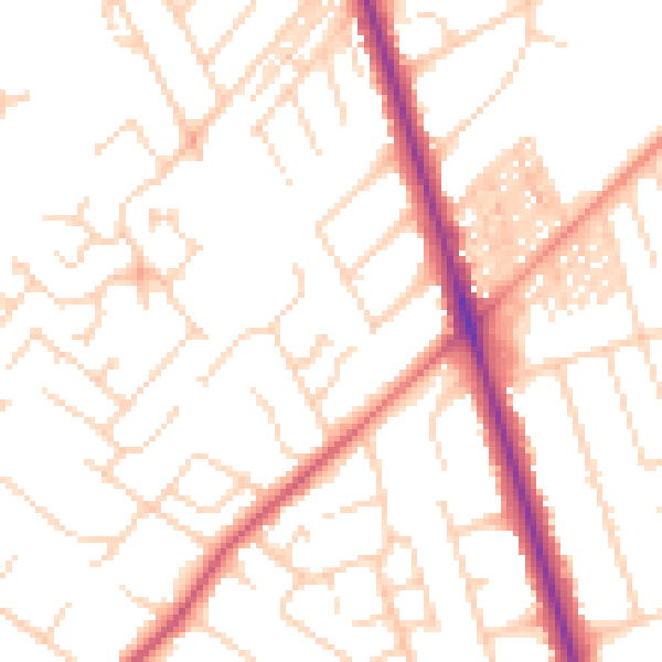 Daytime road noise heatmap for HG2 9NY
