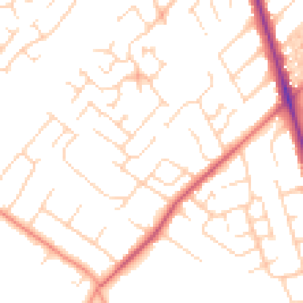 Daytime road noise heatmap for HG2 9QQ