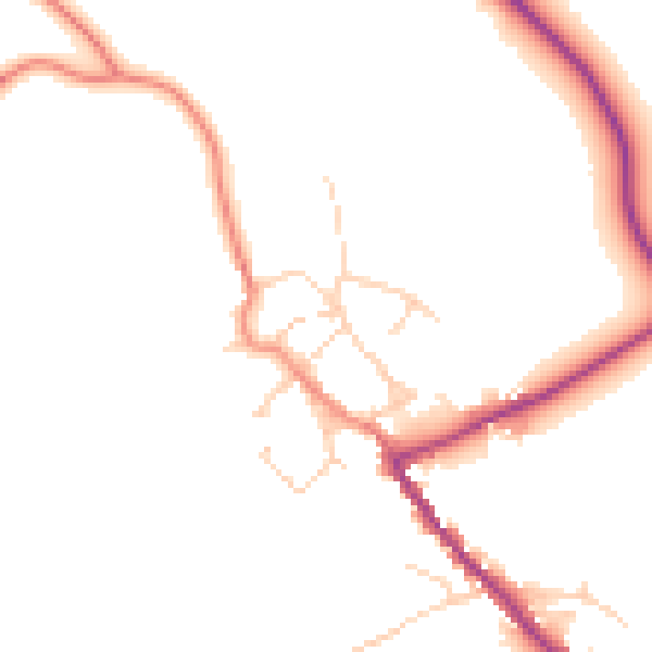 Daytime road noise heatmap for HG3 1AQ