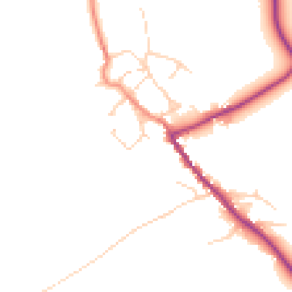 Daytime road noise heatmap for HG3 1BD