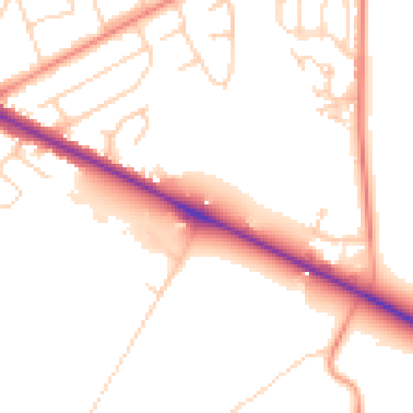 Daytime road noise heatmap for HG3 1DE