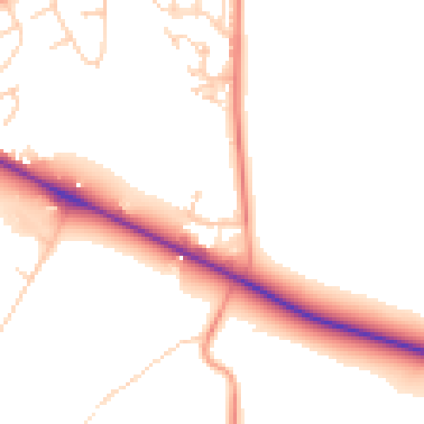 Daytime road noise heatmap for HG3 1DH