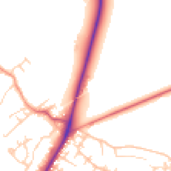 Daytime road noise heatmap for HG3 1EP