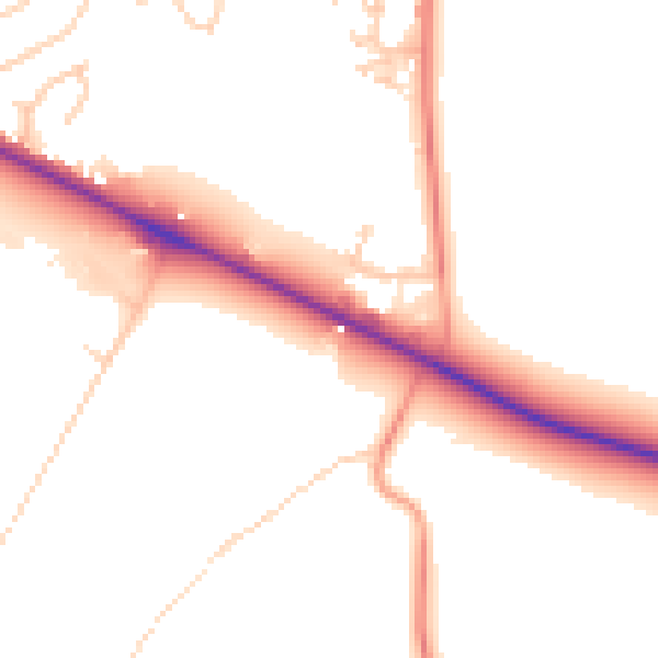 Daytime road noise heatmap for HG3 1FA