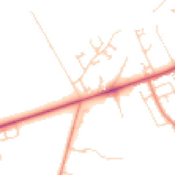 Daytime road noise heatmap for HG3 1FF