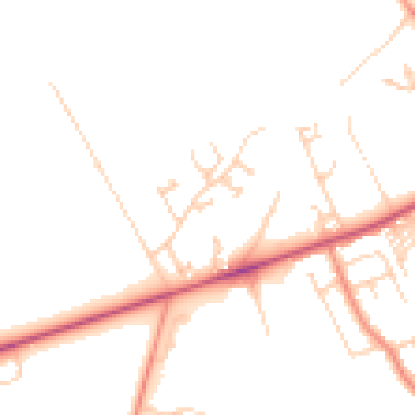 Daytime road noise heatmap for HG3 1FH