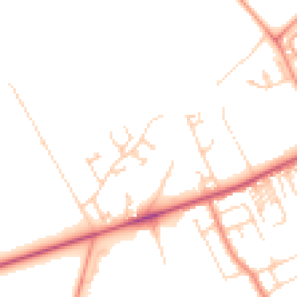 Daytime road noise heatmap for HG3 1FL