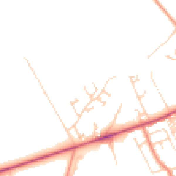 Daytime road noise heatmap for HG3 1FN