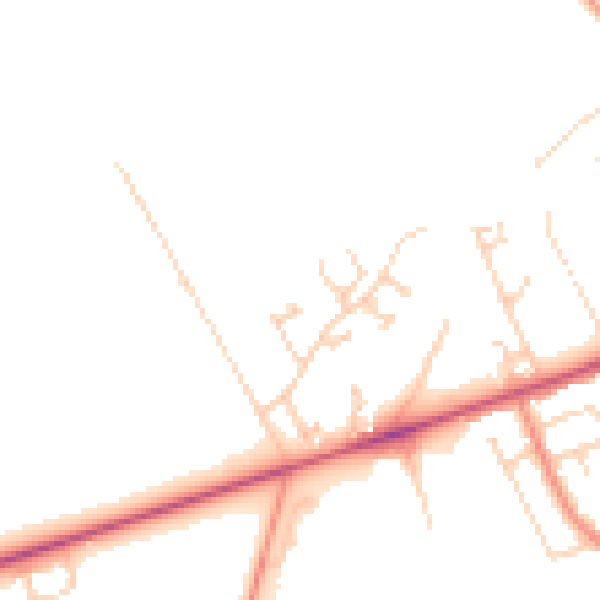 Daytime road noise heatmap for HG3 1FP