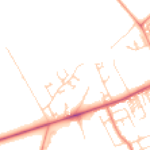 Daytime road noise heatmap for HG3 1FQ