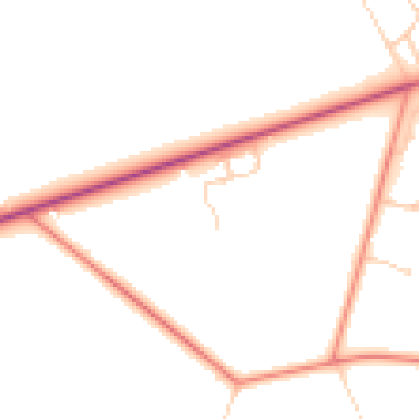 Daytime road noise heatmap for HG3 1FT