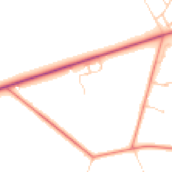 Daytime road noise heatmap for HG3 1FU