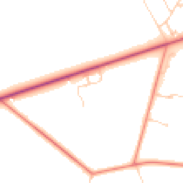 Daytime road noise heatmap for HG3 1FW