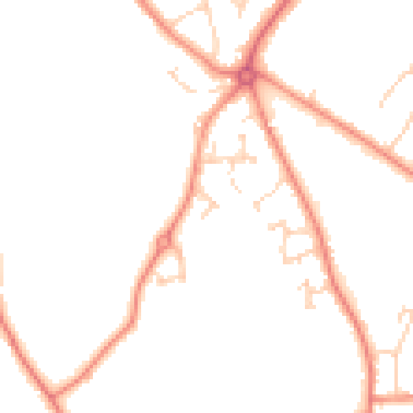 Daytime road noise heatmap for HG3 1GH