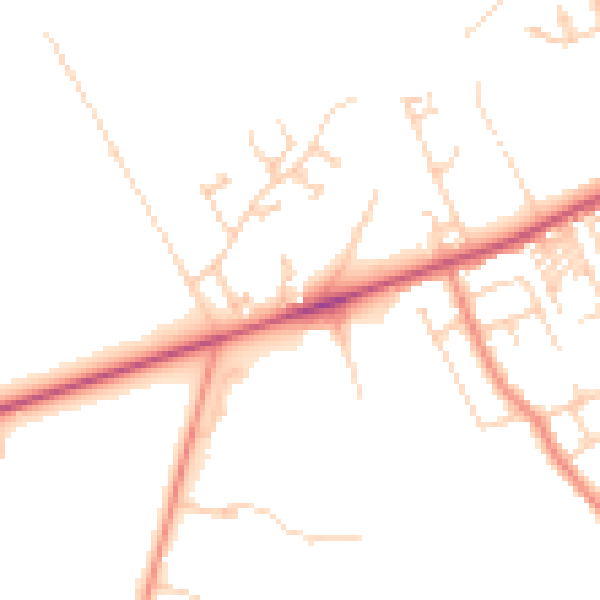 Daytime road noise heatmap for HG3 1GW