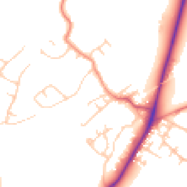 Daytime road noise heatmap for HG3 1JU