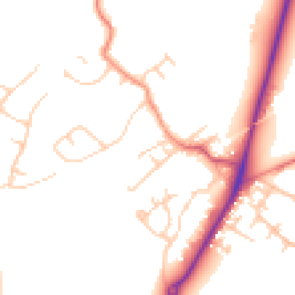 Daytime road noise heatmap for HG3 1JY