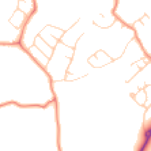 Daytime road noise heatmap for HG3 1LZ