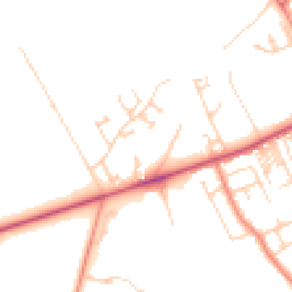 Daytime road noise heatmap for HG3 1PT
