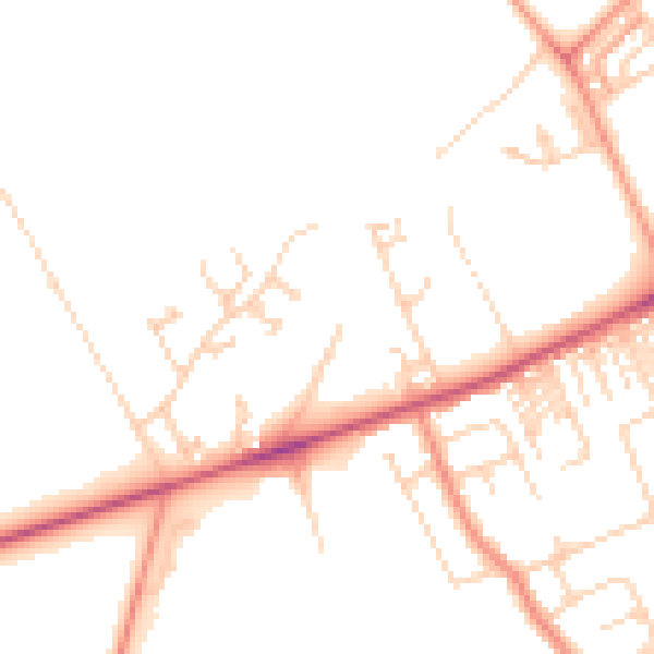 Daytime road noise heatmap for HG3 1PZ