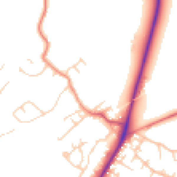 Daytime road noise heatmap for HG3 1RS