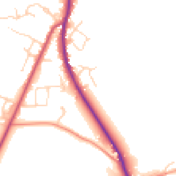 Daytime road noise heatmap for HG3 2DD