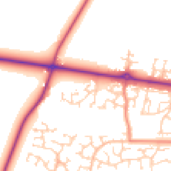Daytime road noise heatmap for HG3 2SJ