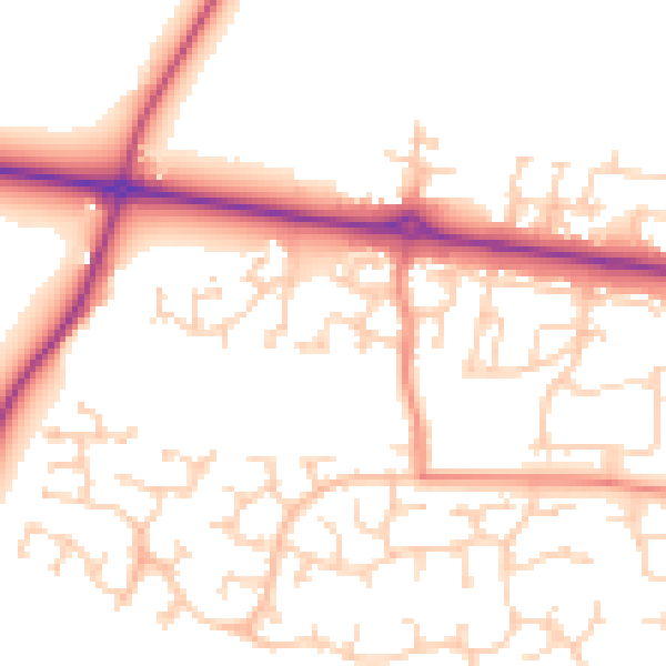 Daytime road noise heatmap for HG3 2UQ