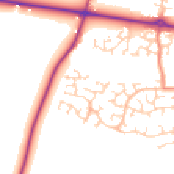 Daytime road noise heatmap for HG3 2WF