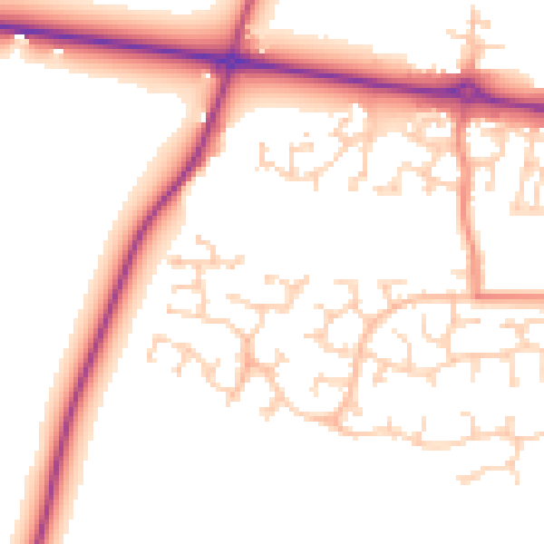 Daytime road noise heatmap for HG3 2WG