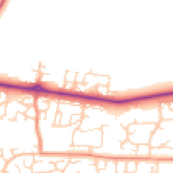 Daytime road noise heatmap for HG3 2YJ