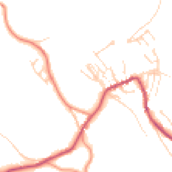 Daytime road noise heatmap for HG3 5BA