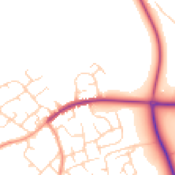 Daytime road noise heatmap for HP1 3LH