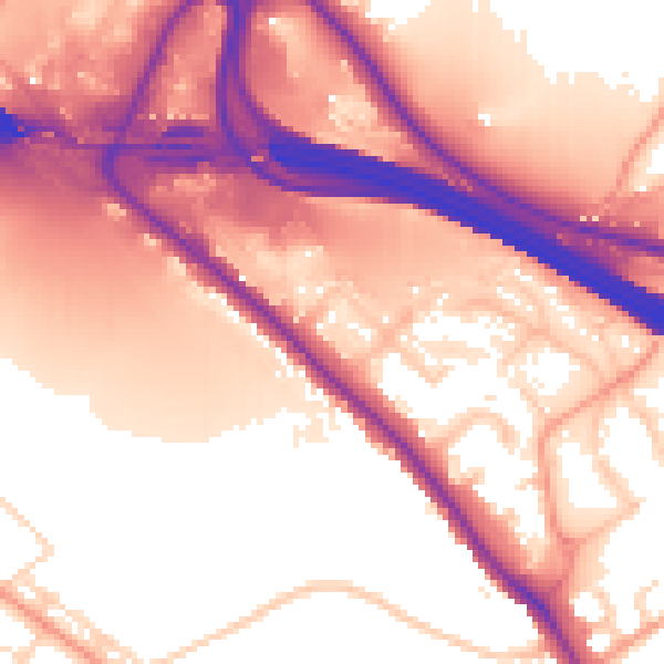 Daytime road noise heatmap for HP10 0DN