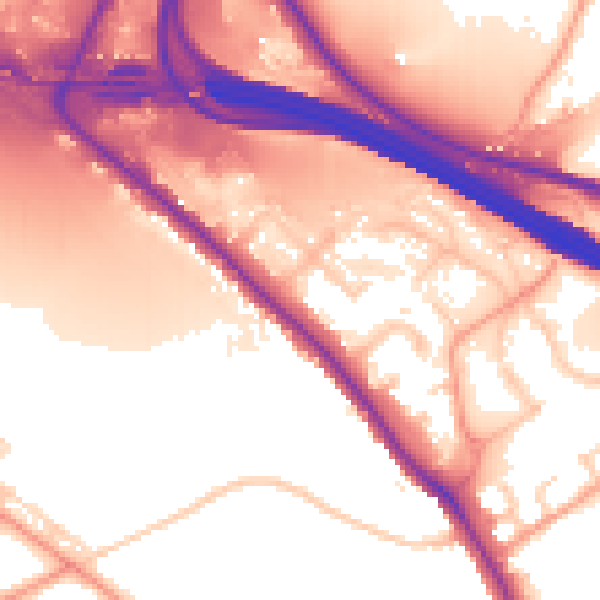 Daytime road noise heatmap for HP10 0DR