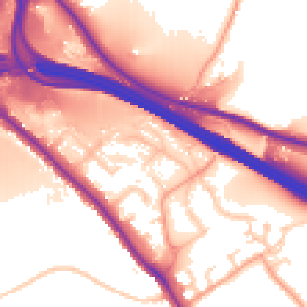Daytime road noise heatmap for HP10 0LW